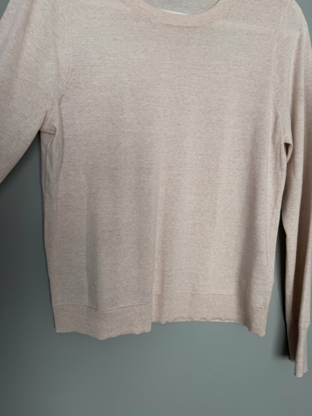 J. Crew "Margot" 100% Merino Wool Heather Flax Tan Crew Neck Lightweight Sweater - Picture 8 of 16